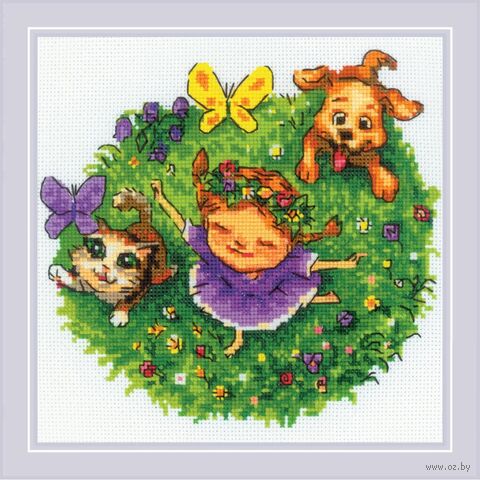 Набор для вышивания "По траве босиком" (200х200 мм) — фото, картинка