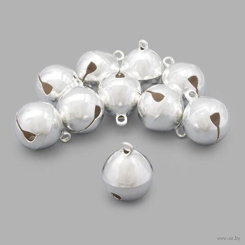 Бубенчики для творчества и рукоделия (10 шт.; 20 мм; серебро) — фото, картинка