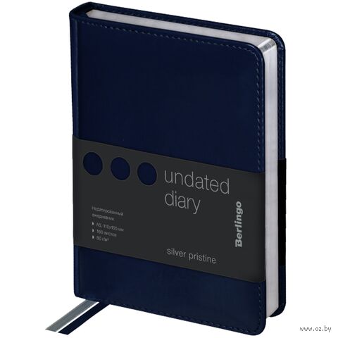 Ежедневник недатированный "Silver Pristine" (А6; синий) Ежедневник недатированный "Silver Pristine" (А6; синий) — фото, картинка