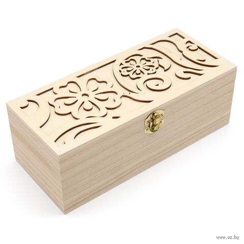 Деревянная заготовка для декорирования "Шкатулка. Цветочный узор" — фото, картинка