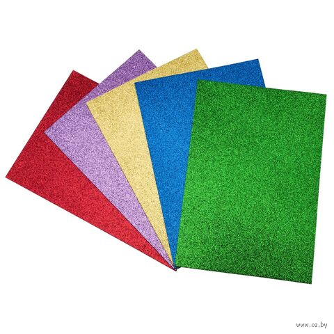 Набор фоамирана с глиттером "Ассорти №01" (20х30 см; 5 листов) — фото, картинка