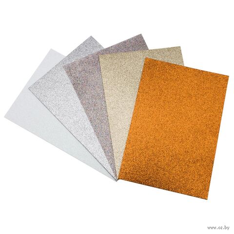 Набор фоамирана с глиттером "Ассорти №02" (20х30 см; 5 листов) — фото, картинка