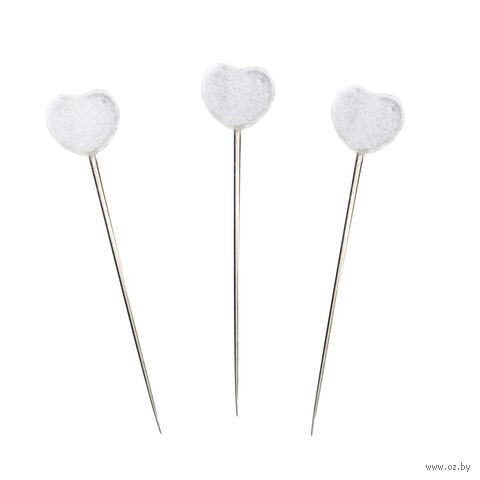 Набор булавок декоративных "Белые сердечки" (6 шт.) — фото, картинка