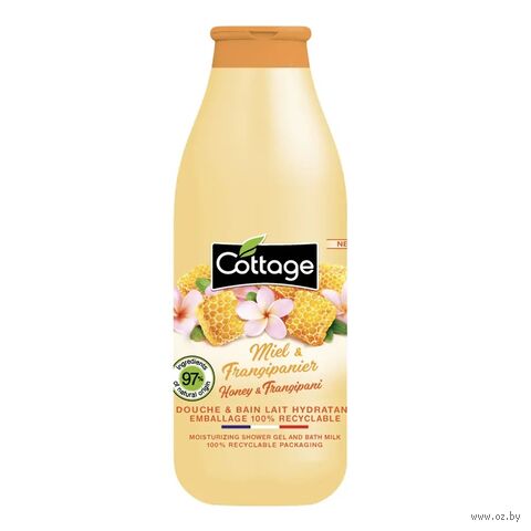 Гель для душа "Honey & Frangipani. Moisturizing Shower Gel And Bath Milk" (750 мл) — фото, картинка