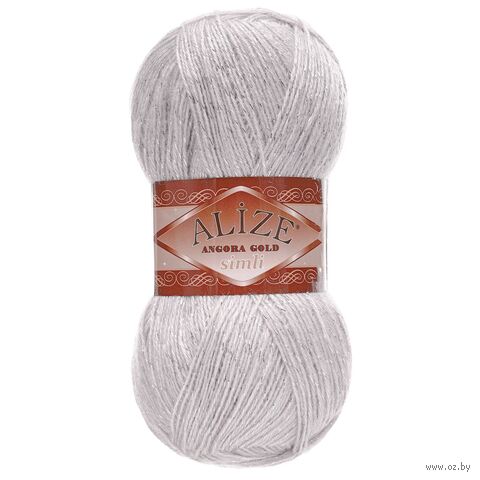 Пряжа "Angora Gold Simli №168" (100 г; 500 м; белая зима) — фото, картинка