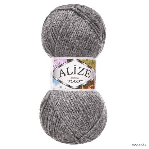 Пряжа "Burcum Klasik №196" (100 г; 210 м; темно-серый меланж) — фото, картинка
