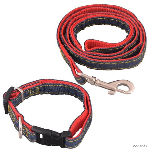 Ошейник с поводком "Стиль" (30-38 см; поводок 1,08 м) — фото, картинка