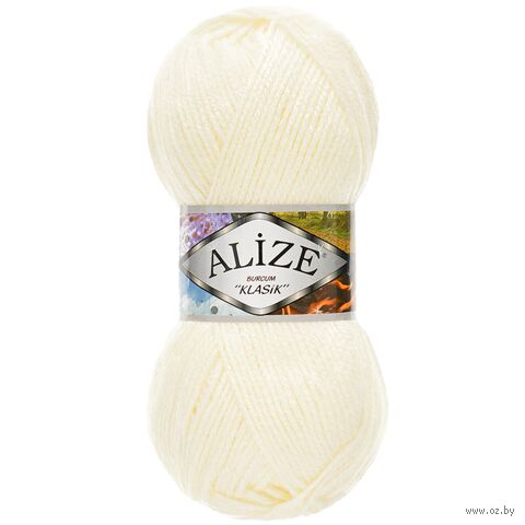 Пряжа "Burcum Klasik №62" (100 г; 210 м; молочный) — фото, картинка
