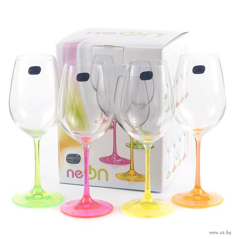 Бокал для вина стеклянный "Neon" (4 шт.; 350 мл) — фото, картинка