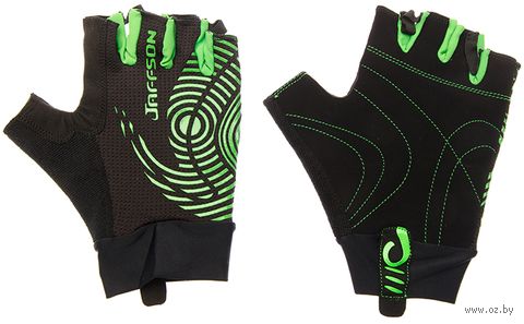 Перчатки велосипедные "SCG 46-0336" (S; чёрно-зелёные) — фото, картинка
